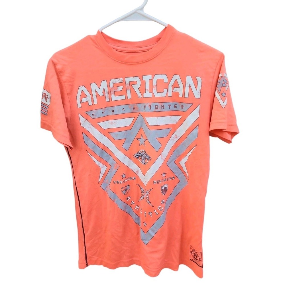 American‎ Fighter Buckle Mens Size Small Orange Training T Shirt UFC MMA